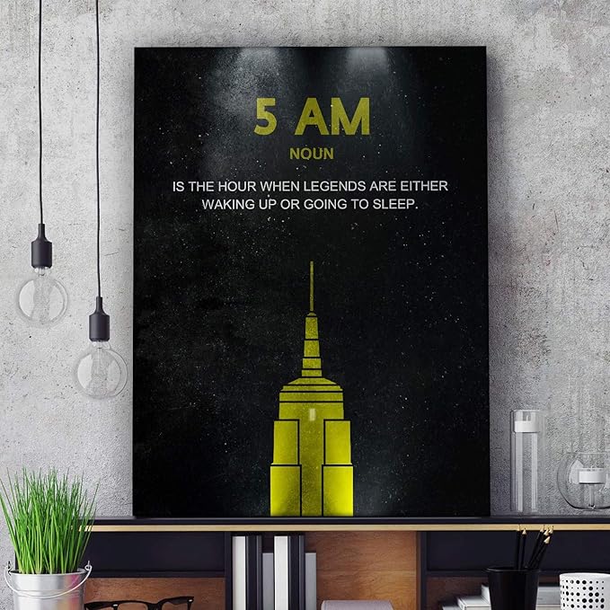 SuccessHunters Entrepreneur Motivational Wall Canvas Print Office Decor Modern Art 5 AM Legend Motivation Pop Culture Empire State Inspirational Hustle Art (48" x 36")