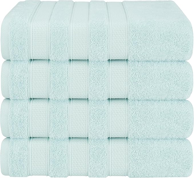 American Soft Linen Salem 100% Cotton Turkish 4 Piece Bath Towels for Bathroom, 600 GSM Soft Absorbent Quick Dry Bath Towel Set, Mint