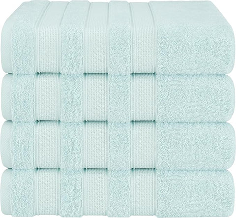 American Soft Linen Salem 100% Cotton Turkish 4 Piece Bath Towels for Bathroom, 600 GSM Soft Absorbent Quick Dry Bath Towel Set, Mint