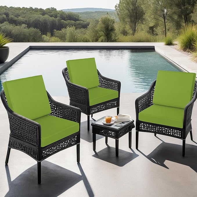 idee-home Outdoor Cushions for Patio Furniture, Outdoor Seat Cushion, Waterproof Couch Hampton Bay Deep Seat Replacement Chair Cushions for Garden Lawn Backyard Deck, 24 x 24 Green