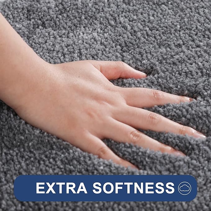 COSY HOMEER Bath Rugs for Bathroom Extra Thick - Anti-Slip Bath Mats Soft Plush Yarn Shaggy 100% Strong Mirco Polyeste Mat Living Room Bedroom Mat Floor Water Absorbent(Dark Grey,24x36 - Inches)