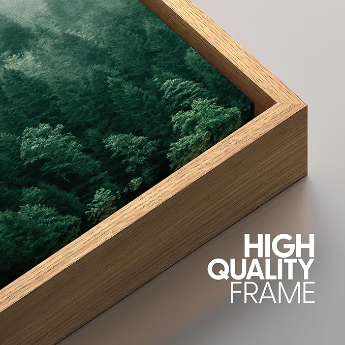 SIGNWIN Framed Canvas Print Wall Art Set Fog & Mist Mountain Forest Valley Nature Wilderness Photography Modern Art Rustic Landscape for Living Room, Bedroom, Office - 24"x36"x3 Natural