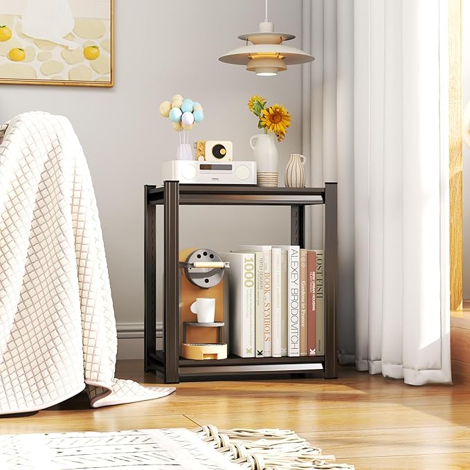 Tall Bookshelf with Open Shelves, Metal Office Book Shelf, Adjustable Organizer Bookcase, Standing Storage Organizer Shelf for Living Room (24" W*14" D*22" H)