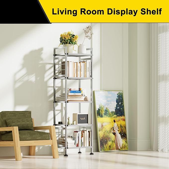 GIOTORENT 5-Wire Standing Storage Shelf, Metal Shelving Unit Pantry Rack for Laundry Kitchen Bathroom Organizer(Silver)