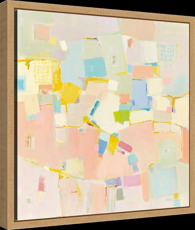 Amanti Art Framed Canvas Wall Art 16x16 Block Party by Phyllis Adams, Framed Wall Art Canvas, Abstract Artwork, Modern Decor, Small Poster Painting for Living Room, Bedroom, Bathroom, Kitchen, Office