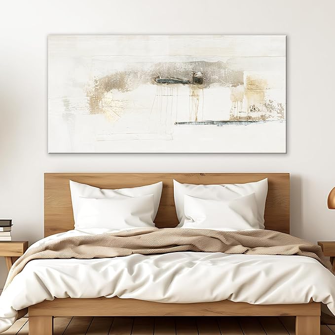 QSQ Abstract wall Art off White Decor Modern Canvas Wall Prints Abstract Wall Decor Suitable for Bedroom apartment Office Dining Room Wall Decor Can Be Hung 24"x48"