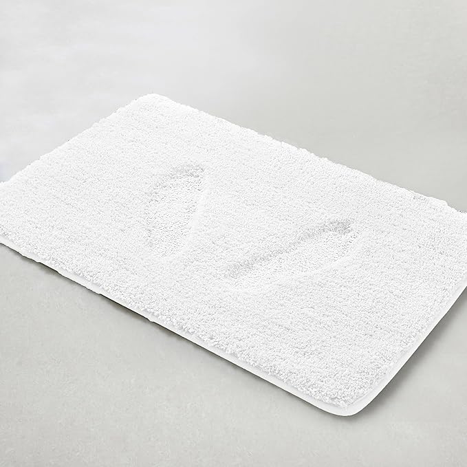 YHF Bathroom Rug Set 2 Piece, Extra Thick & Soft Microfiber Shaggy, Machine Washable Bath Mats, Absorbent Bath Rugs, Non-Slip Rubber Backing Bath Mat for Bathroom Floor, Tub and Shower, White