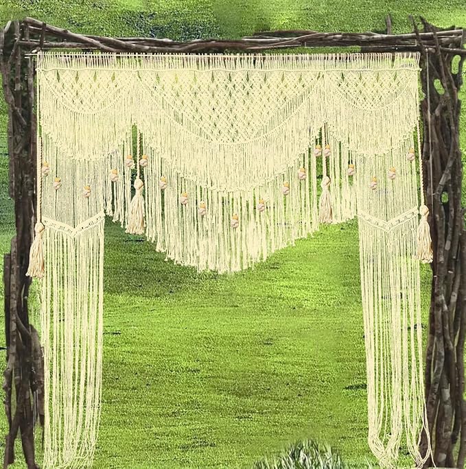 kiido Large Macrame Wedding Backdrop for Arbor/Arch Bohemian Wall Hanging Decor Boho Tapestry Doorway/Window Curtains Room Divider-Luxury (78" Wx82 H)
