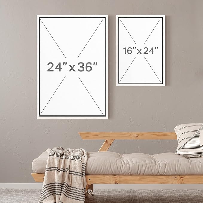 MUDECOR Framed Canvas Print Wall Art Neutral Minimalist Modern Abstract in Beige and Taupe Illustrations Modern Art Decorative Bohemian Colorful for Living Room, Bedroom, Office - 16"x24"x2 White