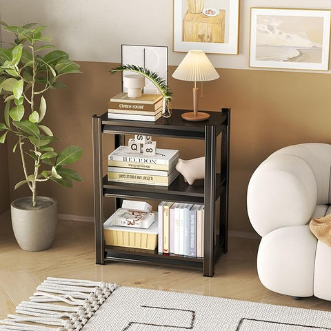 Tall Bookshelf with Open Shelves, Metal Office Book Shelf, Adjustable Organizer Bookcase, Standing Storage Organizer Shelf for Living Room (24" W*14" D*32" H)