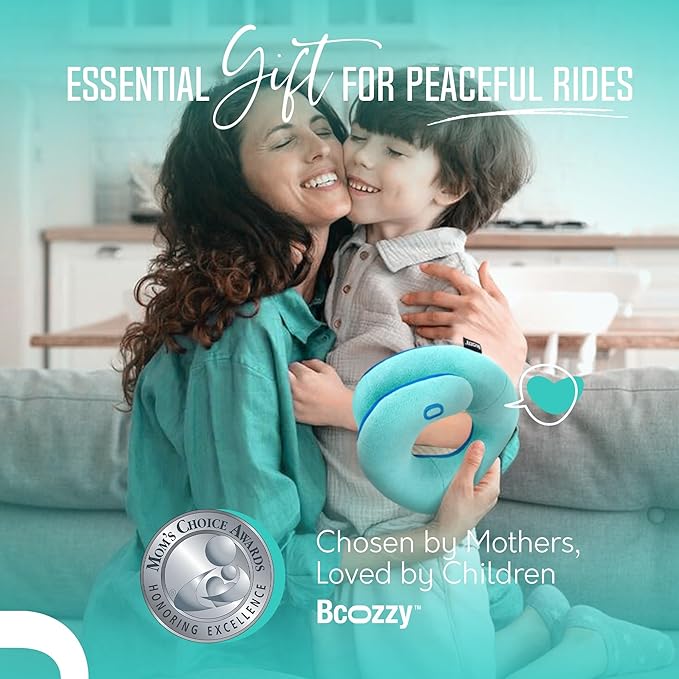 BCOZZY 3-7 Y/O Kids Travel Pillow for Car & Airplane, Soft Kids Neck Pillow for Traveling in Car Seat, Provides Double Support for Toddlers Head & Chin in Road Trips, Washable, Small Size, Unicorn