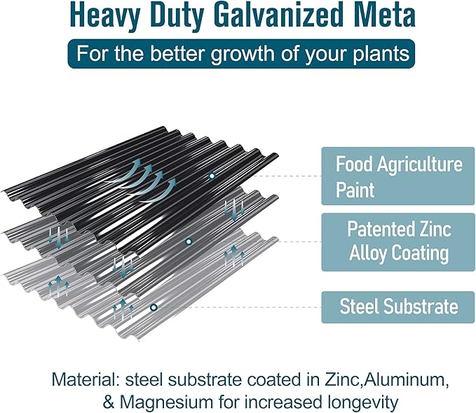 MFSTUDIO Galvanized Raised Garden Bed Kit Outdoor Planter Raised Beds Oval 17" Tall Metal Planter Box for Vegetables Flower Herbs, 3.5x2x1.4FT
