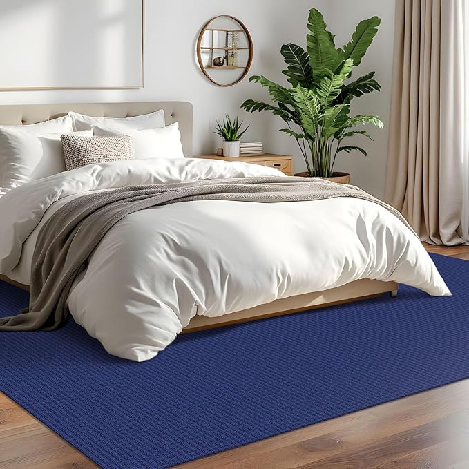 IOHOUZE Washable Area Rug 6x9 Non Slip Rugs for Living Room, Dining Room Rugs Bedroom Rug, Woven Braided Indoor Floor Carpet for Living Room Nursery, Royal Blue/Navy