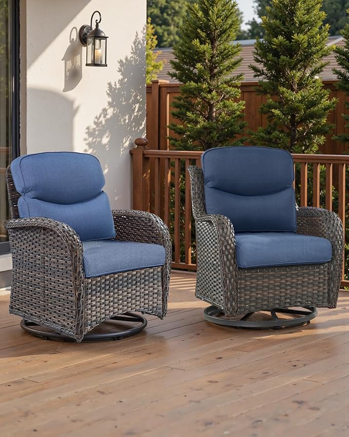 22x25/22x24 Outdoor Seat Cushions Set of 2 - Comfortable High Back Water-Resistant Patio Wicker Chairs Cushion for Dining Rocker Glider Loveseat Couch Sectional Sofa - Navy Blue/Smile