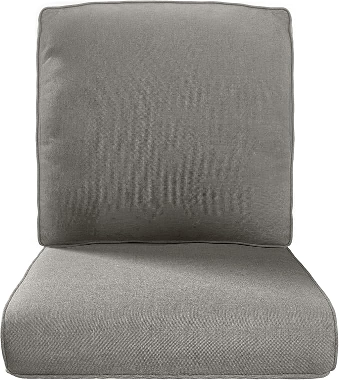 22x25/22x24 Outdoor Chair Cushions Set of 2 - High Back Deep Seat Water-Resistant Patio Wicker Chairs Cushion for Rattan Dining Rocker Glider Loveseat Couch Sectional Sofa - Grey/Classic