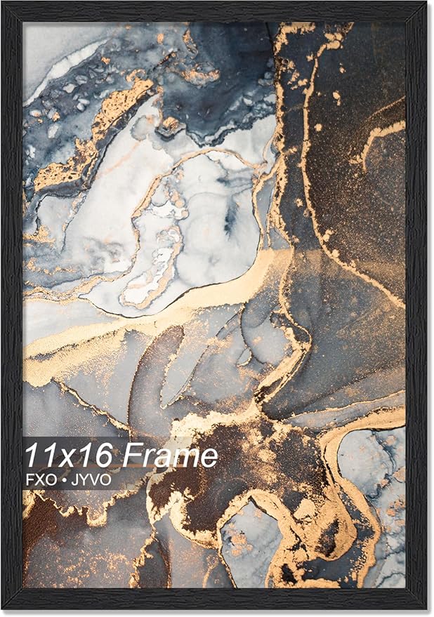 Engineered Wood 11x16 Picture Frame, Black Frame for 11 x 16 Inch Picture Poster Photo, Light Weight 11 by 16 Frame with Wood-grain for Wall - 1 Pack/Black/11 x16