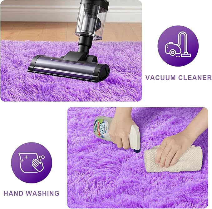 Purple Area Rugs for Bedroom Living Room, 5x7 Soft Fluffy Fuzzy Shag Plush Furry Carpet, Large Indoor Floor Mat for Kids Nursery Home Dorm Office Decor Aesthetic