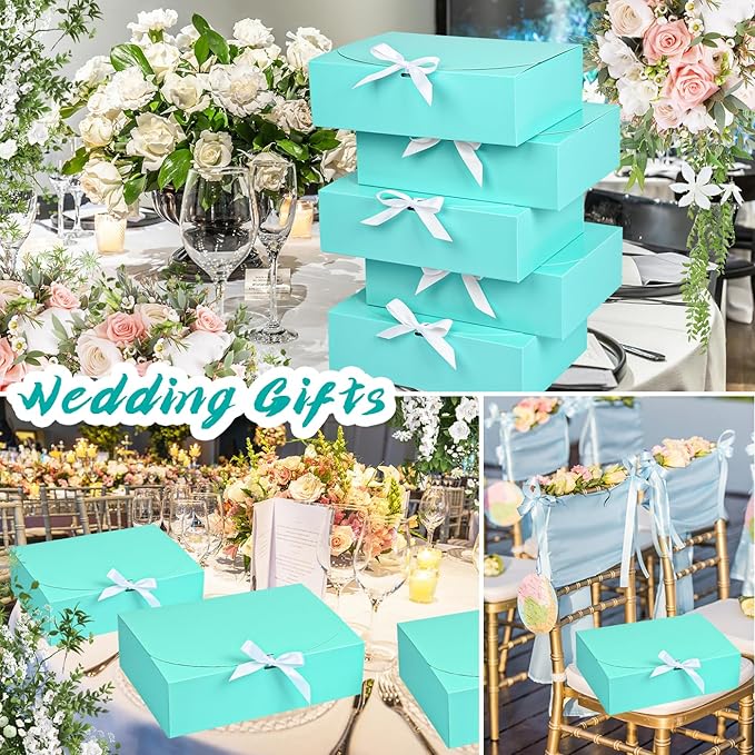 12Pack Blue Gift Boxes with Lids, 129.83.1 Inch Groomsmen Proposal Box, Luxury Blue Gift Box with Ribbon for Wedding, Birthday, Party, Christmas, Bridesmaid, Graduation