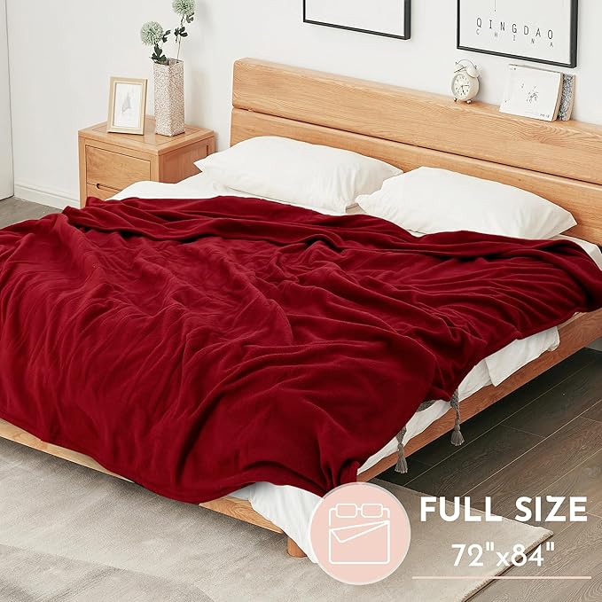 Electric Blanket 72'' x 84'' Full Size Soft Heated Blanket with 4 Levels of Heat ＆ 10 Hour Auto Off, Machine Washable - Wine Red
