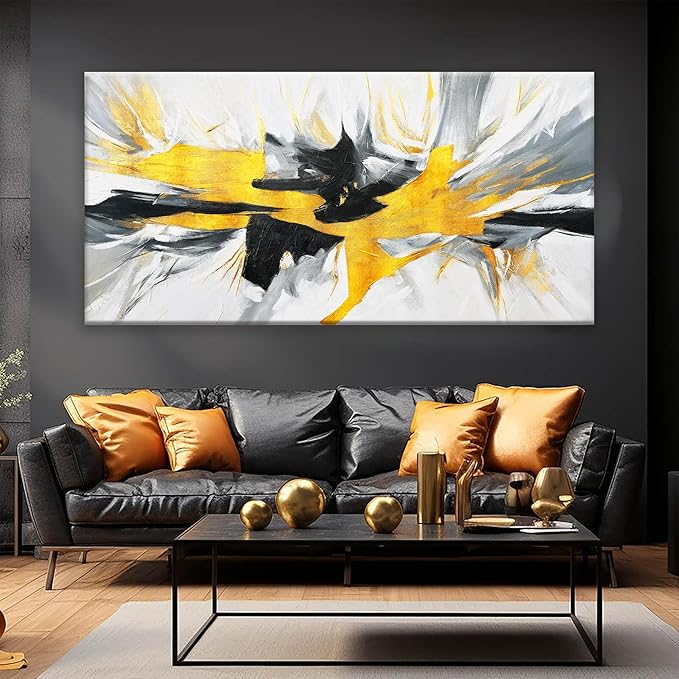 TAIJXAGSG Abstract Wall Art Canvas Art Wall Decor For Living Room Decorations Large Black And Gold Wall Art Office Decor Abstract White Wall Art For Home Bedroom Kitchen Artwork 29 x 58 Inch