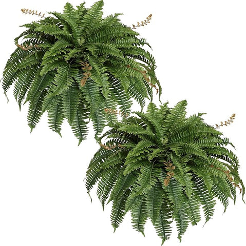 Artificial Boston Fern Silky Bush, 48IN Faux Fern Large Hanging Lifelike Plant for Indoors Outdoors Home Decor, Suitable for Porch Entrance Garden Home, 85Branches (2 Pcs)