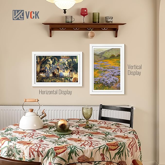 VCK 12x18 Picture Frame 5 Pack | with Mat 11x17 | Solid Wood Poster Frame with HD Glass | Exclusive Wood Grain - White