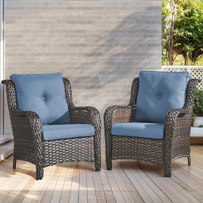 Outdoor Chair Cushions-Patio Chair Cushions Set with Removable Cover 22 X 25 Inch Outdoor Cushions for Patio Furniture Chair Sofa Couch-Sky Blue