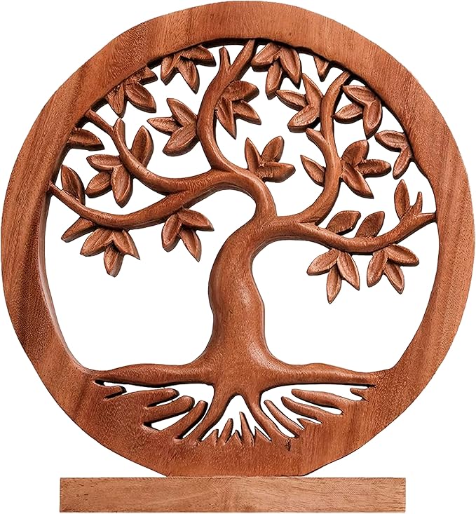 Decozen Solid Wood Tree of Life Sculpture - Home Decor, Living Room, Boho, Shelf, Coffee Table, Centerpiece Table Decorations, Mantle, Dining Table Centerpiece, Bathroom Shelf, Entryway, Farmhouse