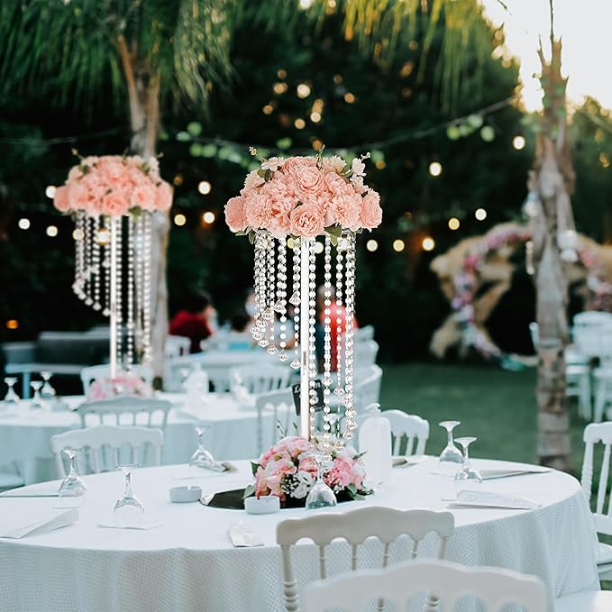 Wedding Centerpieces Decoration Flower Vase, Elegant Acrylic Crystal Stand -10 Pcs 23.6inch High Party Tables Decorations, Dining Table Chandelier Centerpiece Stands