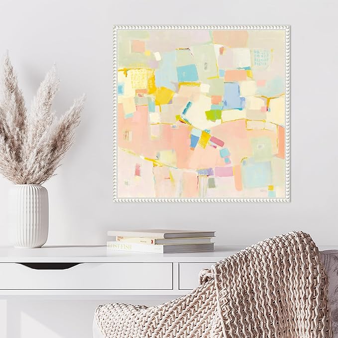 Amanti Art Framed Canvas Wall Art 22x22 Block Party by Phyllis Adams, Framed Wall Art Canvas, Abstract Artwork, Traditional Decor, Medium Poster Painting for Living Room, Bedroom, Bathroom, Kitchen,
