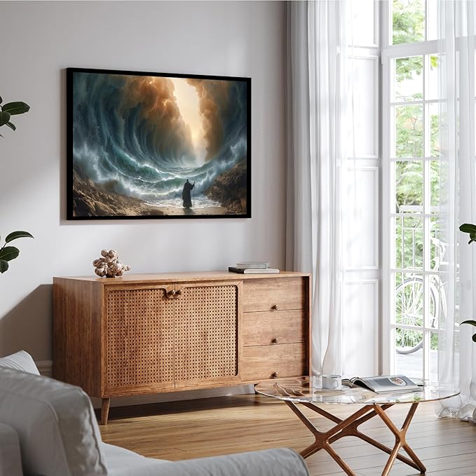 Christian Wall Art Print, Religious Scripture Biblical Decor, Faith-Based Inspirational Landscape with Cross, Digital Printed Canvas Poster for Church, Home Chapel, Prayer Room Decor