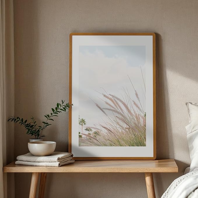 24x36 Poster Frame - Solid Teak Wood 24 x 36 Picture Frame, 24''x36'' Frame With Mat For 20x30, Tempered Glass and Hanging Hardware Included, 36 By 24 Photo Frame Wood, Natural Teak