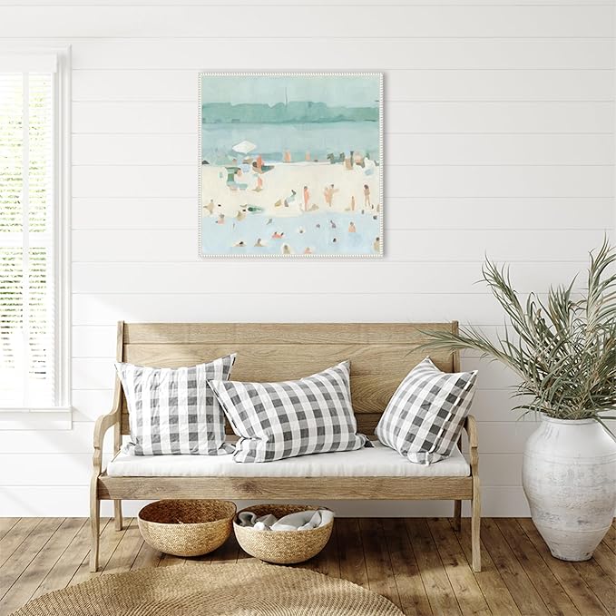 Amanti Art Framed Canvas Wall Art 30x30 Sea Glass Sandbar I by Emma Scarvey, Framed Wall Art Canvas, Abstract Artwork, Traditional Decor, Large Poster Painting for Living Room, Bedroom, Bathroom,