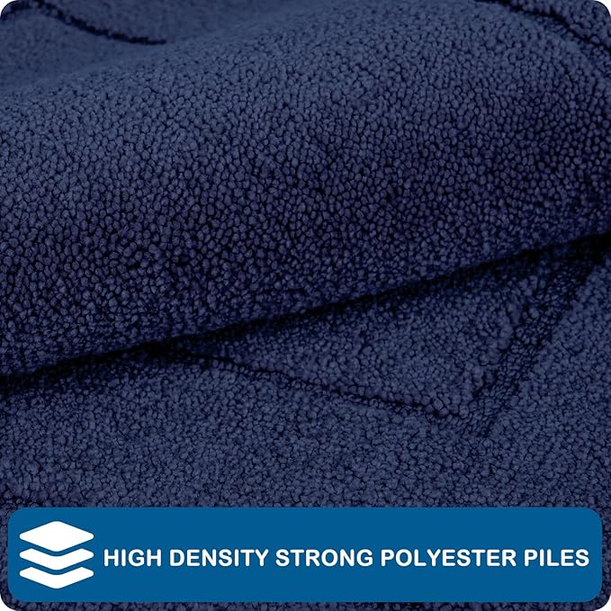 PURRUGS Machine Washable Kitchen Runner Rug 24" x 59", Non-Slip/Skid Hallway Runner Rug, Super Absorbent Soft Area Rug for Kitchen, Hallway & Laundry, Navy Blue