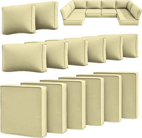 14 Pcs Outdoor Cushion Slipcovers Outdoor Patio Cushion Covers Replacement Waterproof with Zipper for Outdoor Furniture, Patio Sofa Couch 3 Sizes, Covers Only