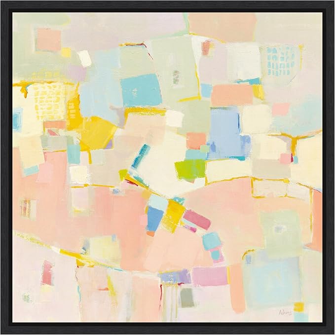 Amanti Art Framed Canvas Wall Art 22x22 Block Party by Phyllis Adams, Framed Wall Art Canvas, Abstract Artwork, Modern Decor, Medium Poster Painting for Living Room, Bedroom, Bathroom, Kitchen,