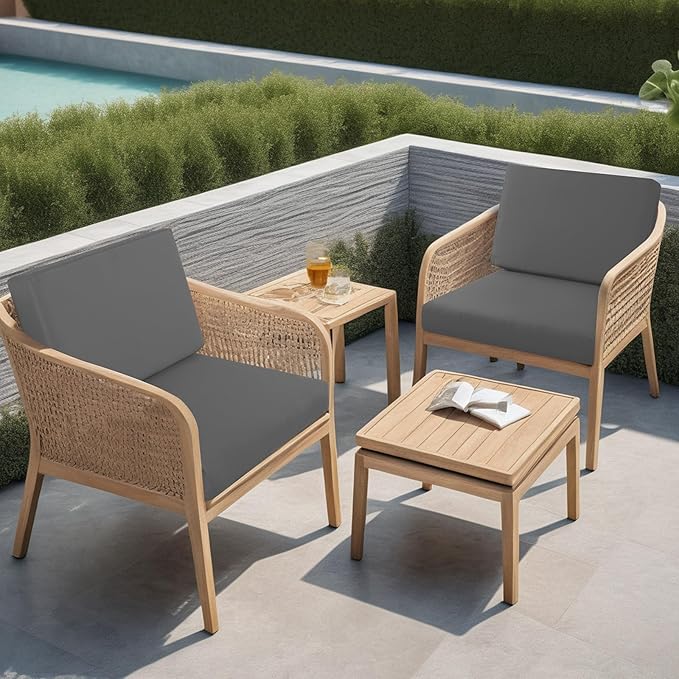 idee-home Outdoor Cushions for Patio Furniture, Outdoor Seat Cushions 28.5 x 28.5 Waterproof & Fade Resistant Couch Sofa Replacement Deep Couch Chair Cushion for Yard Garden Deck, Medium Grey