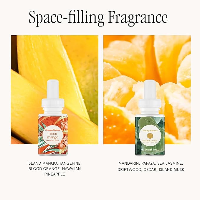 Pura Smart Home Fragrance Device Starter Set - Pura 4 - Scent Diffuser for Home - Includes Fragrance Aroma Diffuser - Square Box, Maui Mango and Signature Island Blend Scent Refills