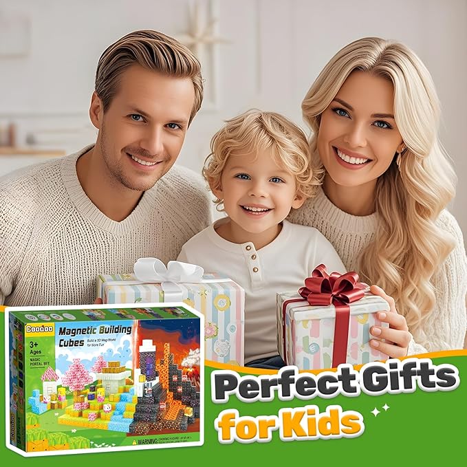 Magnetic Blocks - Build Mine Magnet World Magic Portal Set, Magnetic Tiles Building Blocks Toddler Toy STEM Sensory Outdoor Toys for 3+ Year Old Boys & Girls, Creative Kids Games Kids Toys 84PCS