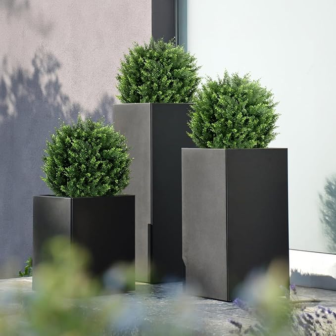 22''T Artificial Cedar Topiary Ball Tree 2 Pack, Artificial Bushes Fake Plants for Outdoor, Uv Resistance Rated Great for Outdoor, Indoor, Front Door Decor - Easy to Install.