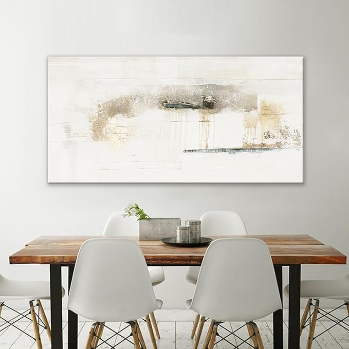 QSQ Abstract wall Art off White Decor Modern Canvas Wall Prints Abstract Wall Decor Suitable for Bedroom apartment Office Dining Room Wall Decor Can Be Hung 24"x48"