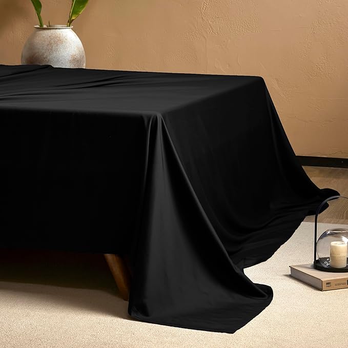 EVERLY California King Sheets Set,Luxuriously 400 Thread Count Organic Viscose Derived from Bamboo Bed Sheet,Cooling Sheets for California King Size 4 Piece Deep Pockets Bedding Sheets-Black