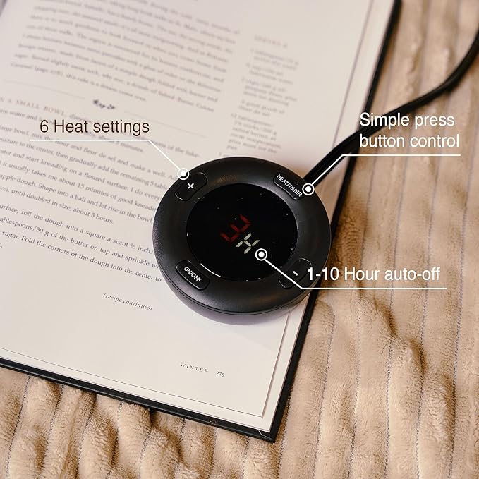 Heated Blanket King Size 100"x90",ETL Certification-6 Heating Levels Electric Blanket&1-10 Hour Auto Off,Heating Blanket with Dual Controller (Beige)