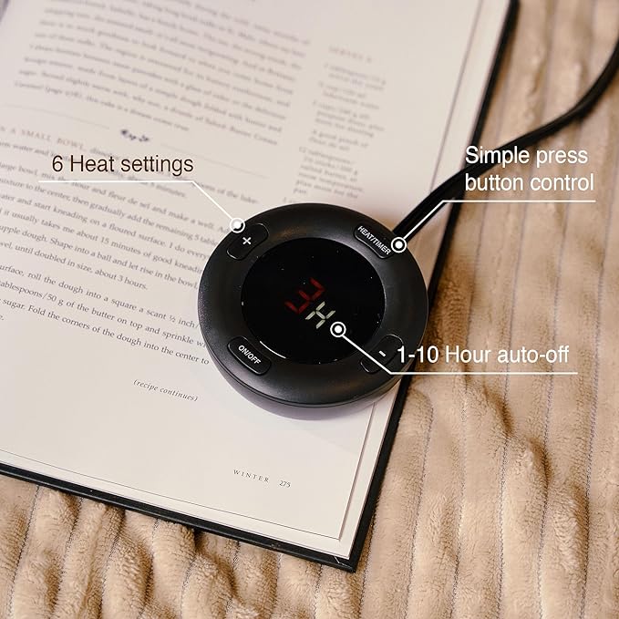 Heated Blanket Queen Size 84"x90",ETL Certification-6 Heating Levels Electric Blanket&1-10 Hour Auto Off,Heating Blanket with Dual Controller(Beige)