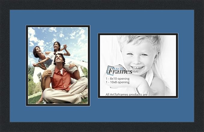 ArtToFrames Collage Photo Frame Double Mat with 2 - 8x10 Openings and Satin Black Frame