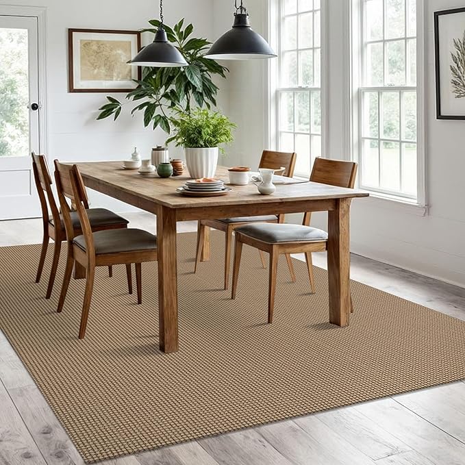 IOHOUZE Washable Area Rug 6x9 Non Slip Rubber Backed Woven Rugs for Living Room, Dining Room Rugs Bedroom Rug, Floor Carpet for Living Room Nursery, Orange/Tan/Brown