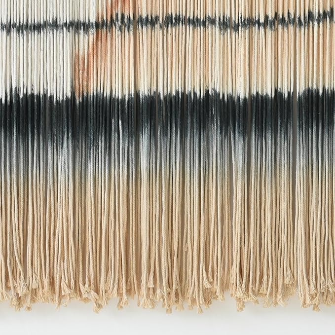 Macrame Wall Hanging Large Sunset Dip Dye Boho Tapestry Handmade Woven Cotton Wall Art for Bedroom, Living Room, Above Bed Neutral Modern Minimalist Decor 57" Wx35" L