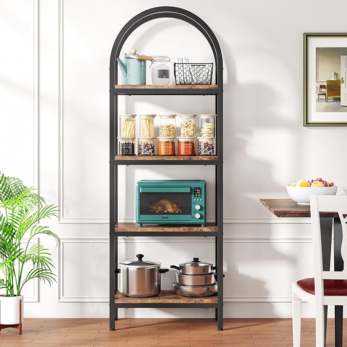 Tribesigns 4-Tier Open Bookshelf Set of 2, 70.8" Wood Bookcase Storage Shelves with Metal Frame, Freestanding Display Rack Tall Shelving Unit for Office, Bedroom, Living Room (Rustic Brown, 2PCS)