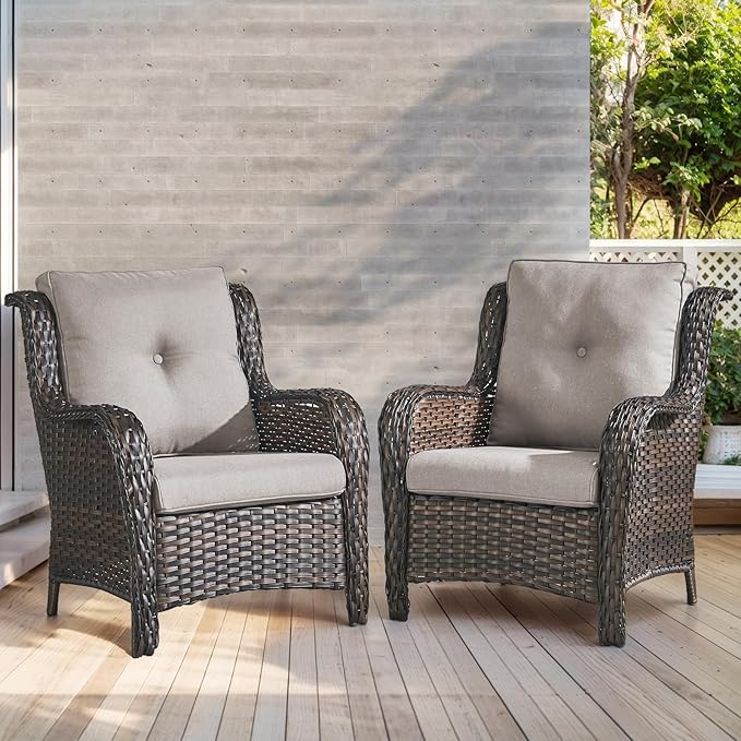 Outdoor Chair Cushions-Patio Chair Cushions Set of 2 with Removable Cover 22 X 25 Inch Outdoor Cushions for Patio Furniture Chair Sofa Couch-Beige