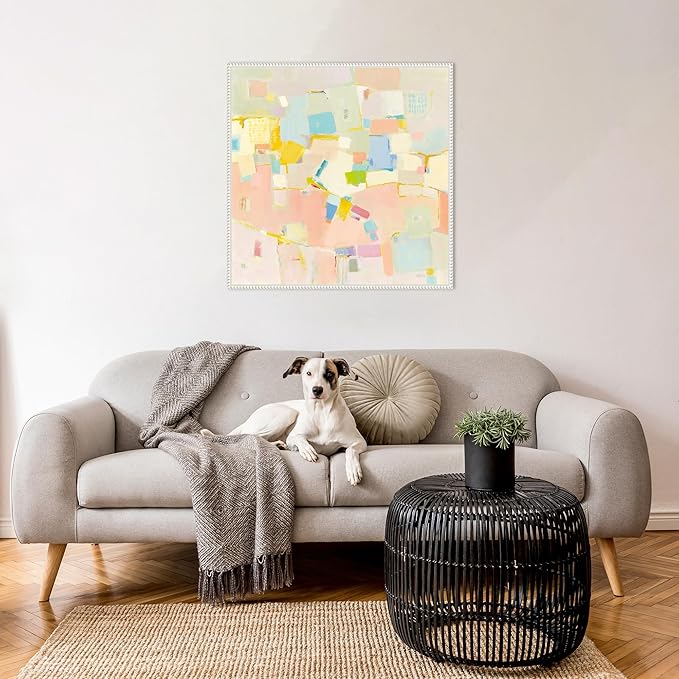 Amanti Art Framed Canvas Wall Art 30x30 Block Party by Phyllis Adams, Framed Wall Art Canvas, Abstract Artwork, Traditional Decor, Large Poster Painting for Living Room, Bedroom, Bathroom, Kitchen,